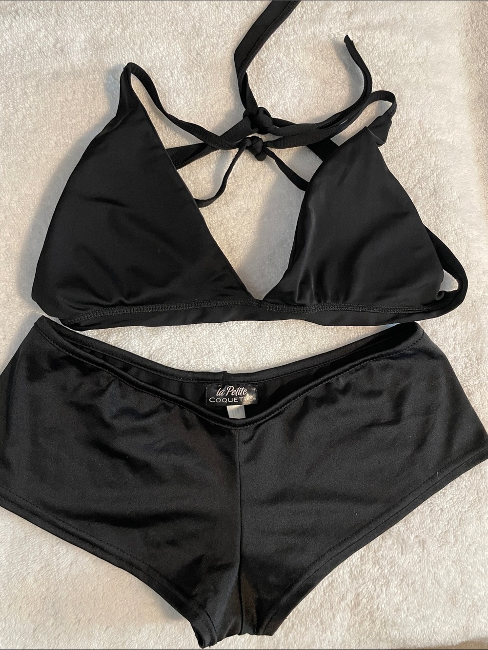 Black Triangle Bikini Top with Boyshorts